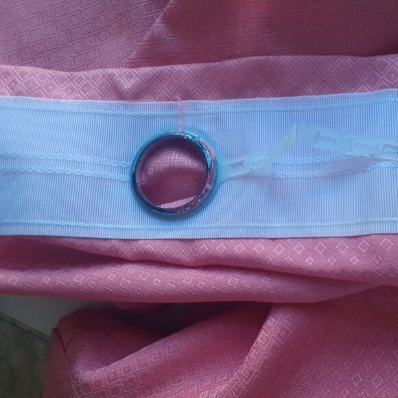 Grommet Top Pink Drapes Heavyweight Window Curtain Set of Two Diamond Pattern - Picture 6 of 10